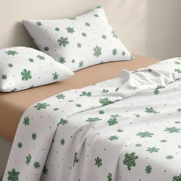 Наволочка Cosas Snowflakes evergreen фланелева 50х70 см біло-зелена (Flannel_SnowflakesEvergreen_50x70) - мініатюра 5