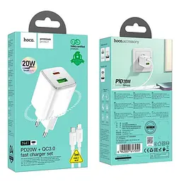 Адаптер мережевий Hoco Type-C to Lightning cable Almighty charger N41 |1USB/1Type-C, 20W/3A, PD/QC| - мініатюра 2