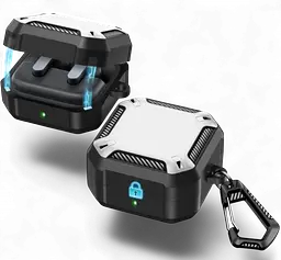 Чохол Primo Magnet Lock Rugged TPU для навушників Samsung Galaxy Buds 4 / Buds 4 Pro з карабіном - Black/White - мініатюра 2