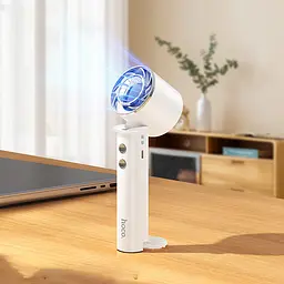 Портативний вентилятор Hoco HX61 Exquisite handheld folding fan 1200 mAh White - мініатюра 8