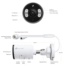 IP-Камера VIGI C345-2,8, PoE, 4Мп, 2,8 мм, H265+, IP66, Bullet, кольорове нічне бачення, зов TP-Link teh0015942 - мініатюра 7