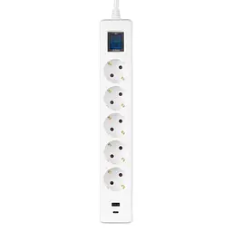 Сітковий фільтр 2E 5хSchuko, 1 х USB, 1 x USB-C, 3 м (2E-SP515M3USBWH) - мініатюра 7