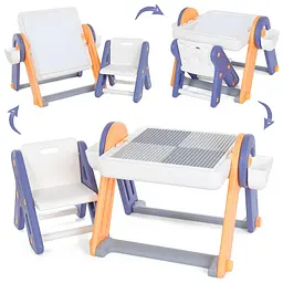 Конструктор-стіл 2в1 з мольбертом і стільцем 68×90×58 см (QC-BB01)