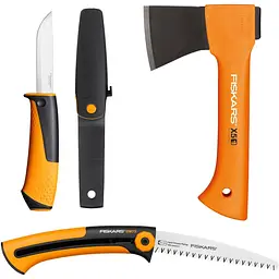 Подарунковий набір: Сокира Fiskars XXS X5 + Ніж Fiskars Pro Universal + Пила Fiskars SW73 (1057912)