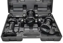 Набір гантелей в кейсі 9 кг. PowerPlay 4121 Fitness Dumbells (2 шт*1 кг, 2 шт*1,5 кг, 2 шт*2 кг) (PP_4121_9kg) - мініатюра 5
