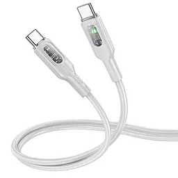 Дата кабель Hoco U120 Transparent explore intelligent power-off PD 60W Type-C to Type-C (1.2m) Gray - мініатюра 2