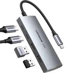 Хаб USB CM480, Grey, Type-C 3.2 - 2xType-C 3.2 / 2xUSB 3.2 Ugreen teh0019591 - мініатюра 2