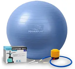 М'яч для фітнесу (фітбол) PowerPlay 4001 Ø65 cm Gymball Синій + помпа (PP_4001_65_Blue)