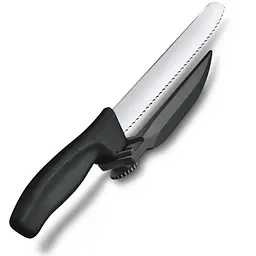 Кухонний ніж Victorinox SwissClassic DUX лезо 21см хвил. з направляючою з чорн. ручкою - мініатюра 3