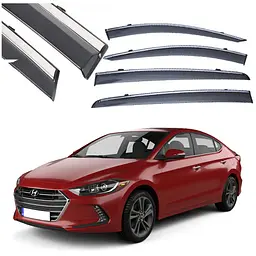 Дефлектори вікон вітровики Benke для Hyundai Elantra 2016-2021 Хром Молдинг Нержавіюча сталь 3D (BHYET1623-W/S)