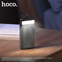 Зовнішній акумулятор Hoco J123B Element 22.5W+PD20W with LCD and LED-lamp 30000 mAh чорний - мініатюра 5