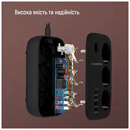 Мережевий фільтр живлення ColorWay CW-CHE34PDB 3 роз/4USB GaN3 Pro (CW-CHE34PDB) - мініатюра 2