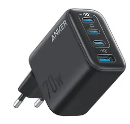 Зарядний пристрій Anker A121-CG11 GAN Charger 70 W, 3xUSB-C, 1xUSB-A, Black