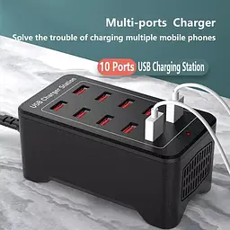Зарядна станція ILEPO багатопортова на 10 USB портів 50 Вт / мережевий мультизарядний пристрій (19011) - мініатюра 10