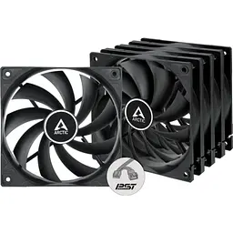 Вентилятор 120 мм, Arctic F12 PWM PST, Black, 5 шт, 120х120х25 мм, PWM, 230-1350 об/хв, 4-pin, гідравлічний підшипник (ACFAN00250A)