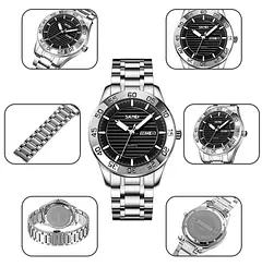 Наручний годинник Skmei 9293 Silver Black, 9293SIBK (18377) - мініатюра 6
