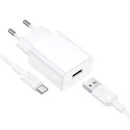 МЗП Borofone BA110A Lemi 7.5W (1USB-A) + кабель USB to Type-C White - мініатюра 3