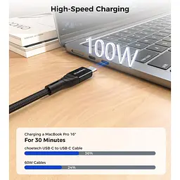 Кабель Choetech XCC-1008,USB 2.0, Power Delivery (PD), до 100 Ватт C-тато/C-тато, 1.8 м. (XCC-1008) - мініатюра 3