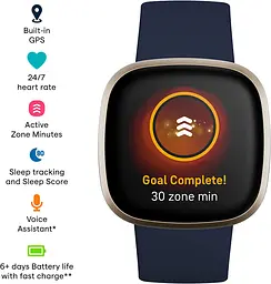 Смарт-годинник Fitbit Versa 3 Midnight/Soft Gold Aluminum - мініатюра 2