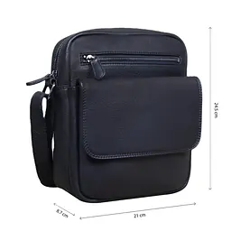 Шкіряна сумка через плече в чорному кольорі Tavinchi R-3375A - мініатюра 2