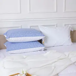 Подушка пухова MirSon Karmen №1803 Bio-Blue м'яка пух 90% 50х70 см біло-блакитна (2200003011845) - мініатюра 5