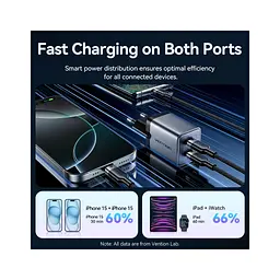 Зарядний пристрій Vention 2xUSB-C PD 45 Вт GaN сірий (FCDH0-EU) - мініатюра 8