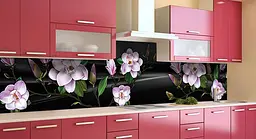Кухонний фартух Квітуча магнолія ПВХ для декору 60х300 см Рожевий квіти Happy Pocket Z184814 - мініатюра 3