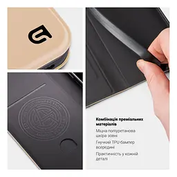 Чехол-книжка для Infinix Smart 10 4G, OneFold Case, золотой, из экокожи (PU) и TPU, с магнитом, с подставкой и отделением для карт, трансформируется в подставку, противоударный, защита всего корпуса, ArmorStandart (ARM87825) - мініатюра 3