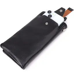 Жіночий шкіряний гаманець-клатч із відділенням під телефон ST Leather 23101 чорний - мініатюра 7