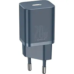 Мережевий зарядний пристрій Baseus Super Si 1C 20W EU Set with Type-C to iP 1m blue (TZCCSUP-B03) - мініатюра 2