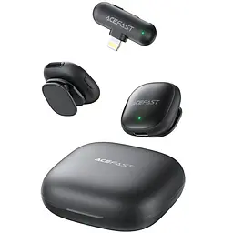 Петличний бездротовий мікрофон R1 Dual-mic Lightning Black Acefast teh0029554 - мініатюра 4