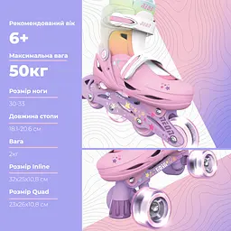 Роликові ковзани Neon Combo розмір 30-33 веселка (NC48R4) - мініатюра 7