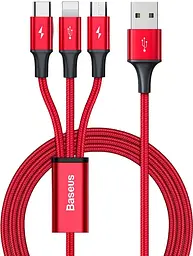 Кабель Baseus Rapid Series 3-in-1 Cable USB to MicroUSB+Lightning+Type-C 2A 1.2m CAJS000009 Red