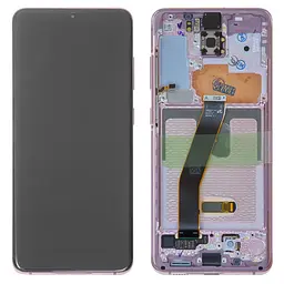 Дисплей для Samsung G980 Galaxy S20, G981 Galaxy S20 5G, розовий, з рамкою, Original, сервісне опакування, original glass, cloud pink, #GH82-22131C/GH82-22123C