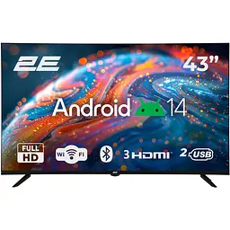 2E Телевізор 43" 2E LED FHD 60Hz Smart Android Black