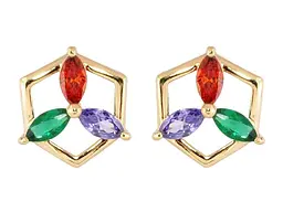 Сережки Xuping Позолота 18K пусети "Квітковий орнамент із різнокольорового цирконію" (089165)