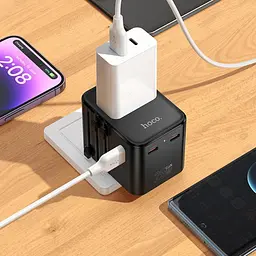 Мережевий зарядний пристрій Hoco AC31 USB/2 Type-C PD 25W чорний - мініатюра 2