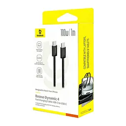Кабель Baseus Dynamic 4 Fast Charging Data Cable Type-C to Type-C 100W 1m Black - мініатюра 2