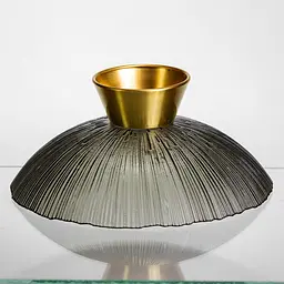Фруктовниця скляна "Gold & Grey" 24 см на золотій ніжці Yiwu HP-34-118 - мініатюра 4
