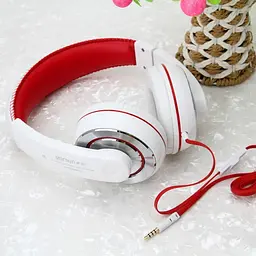 Дротові навушники Gorsun S-962С 2 mini jack 3.5 mm накладні з мікрофоном White-Red - мініатюра 2