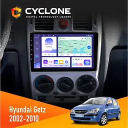 Штатна магнітола Hyundai Getz 2002-2010 Black Cyclone C9-011 4x64, DSP Cyclone (НФ-00006995)