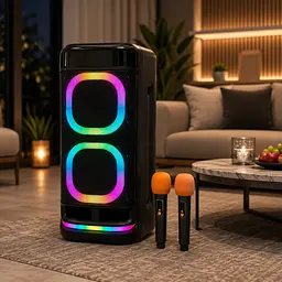 Колонка BTS-2120 Bluetooth / Акустична система з двома бездротовими мікровонами / Караоке-колонка - мініатюра 3