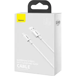 Кабель Baseus USB2.0AM-Type-C M, 1 м,(20V/3A), (66W) Superior Series Білий (CATYS-02) - мініатюра 4