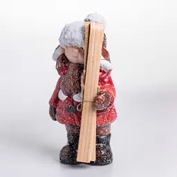 Новорічний декор Дівчинка з лижами Yiwu CR-5-13 з порцеляни з підсвічуванням 12 × 11 × 23 см  - мініатюра 2