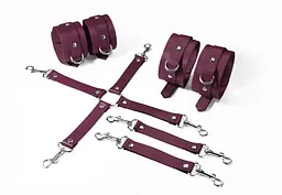 Набір для БДСМ Feral Feelings BDSM Kit 3 Burgundy (наручники, поножі, крестовина)