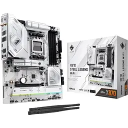 Материнська плата ASRock AM5 X870 Steel Legend WIFI, X870, 4xDDR5, Int. 5.4, 9xUSB3.2/8xUSB2.0, HDMI/2xType-C 4.0, ATX - мініатюра 2