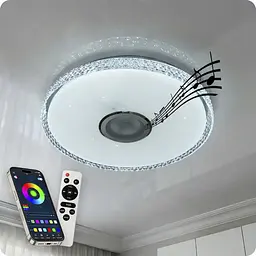 Люстра світлодіодна 517 Dlight RGB з пультом і колонкою 70Вт Білий (02155) - мініатюра 1