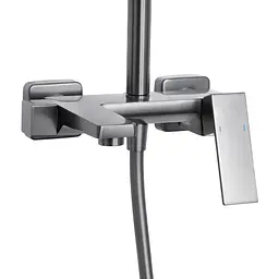 Душова система універсальна Qtap Gemini на три споживача (з виливом) QTGEM111GMB45688 Gunmetal Black PVD, Шліфований чорний хром - мініатюра 3