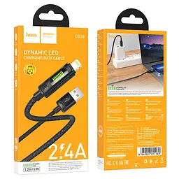 Дата кабель Hoco U126 Lantern 2.4A USB to Lightning (1.2m) Black - мініатюра 3