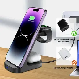 Бездротова зарядна станція HT-512 3-в-1 15 Вт для iPhone, Apple Watch та AirPods - мініатюра 3